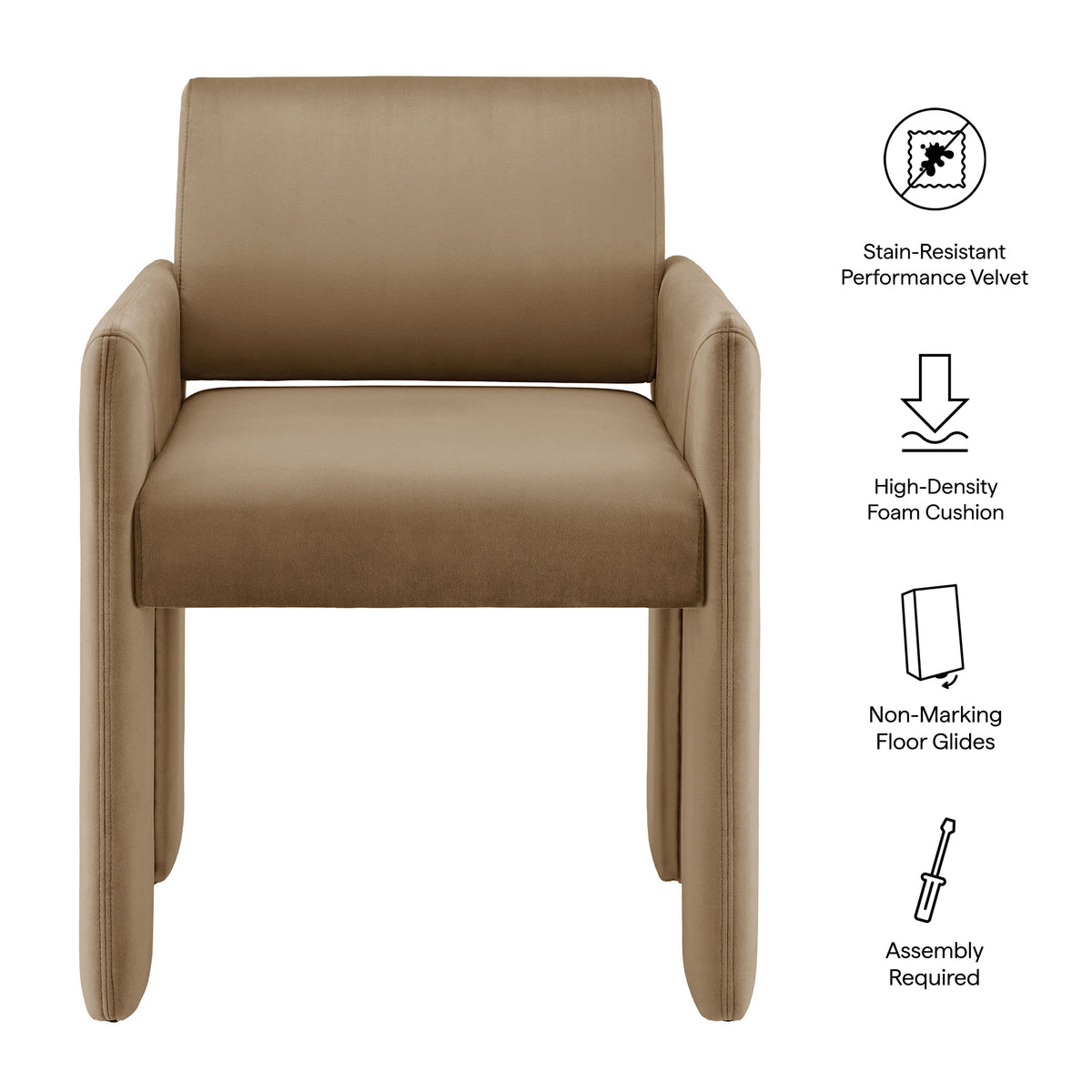 Daven Stain-Resistant Performance Velvet Dining Armchair - Taupe