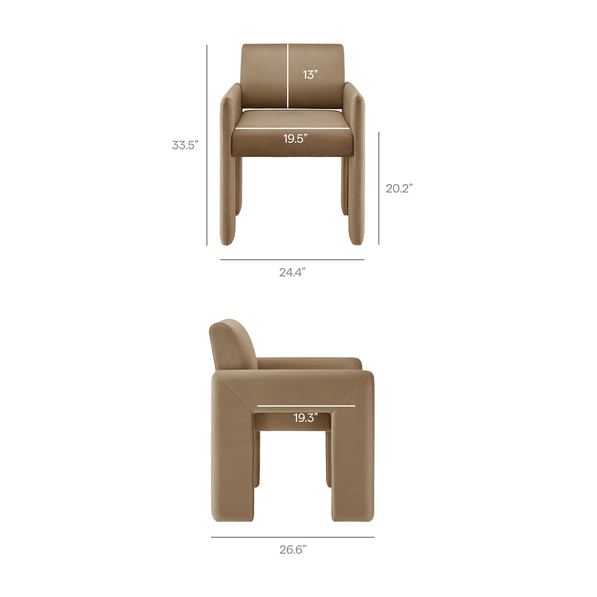 Daven Stain-Resistant Performance Velvet Dining Armchair - Taupe