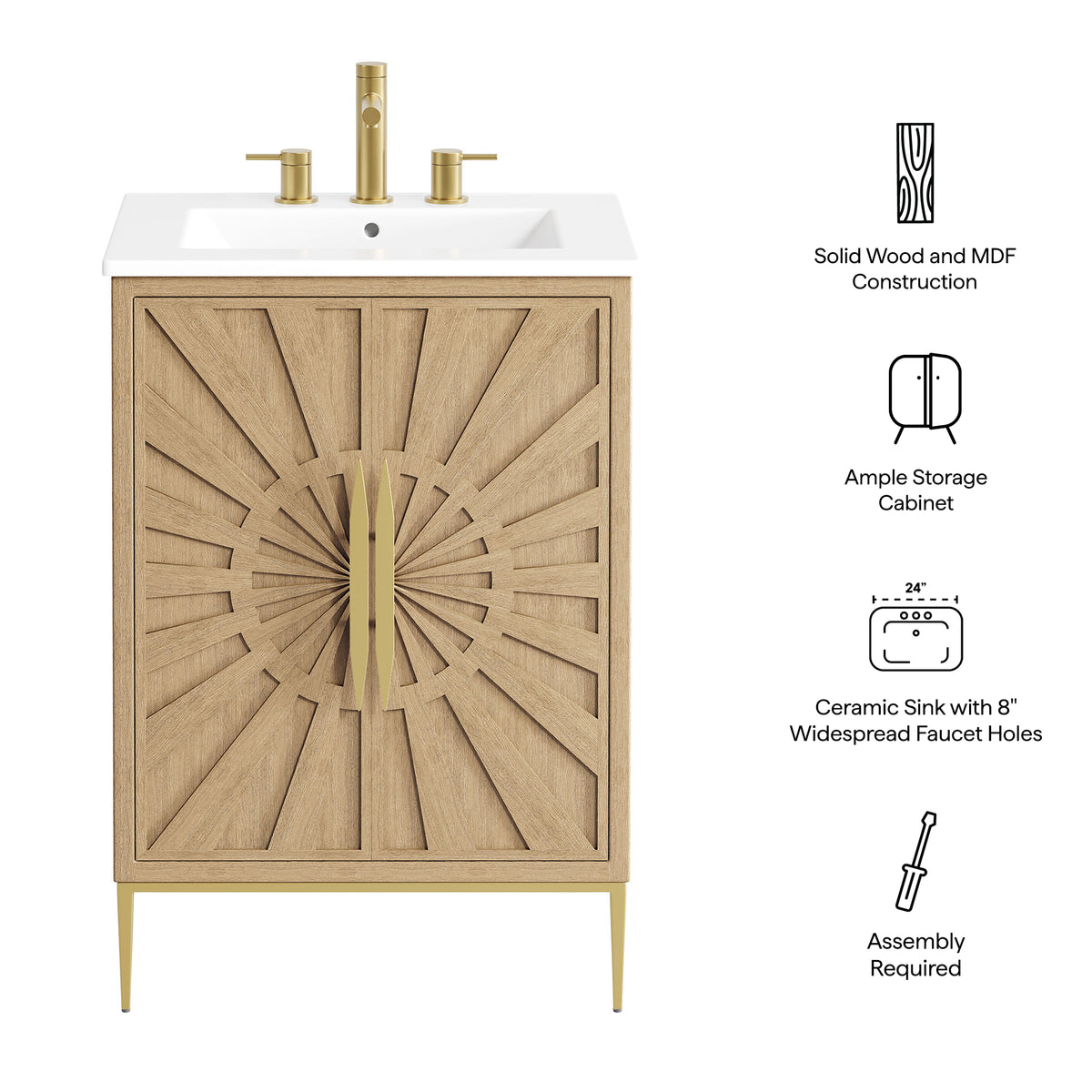 Awaken 24" Bathroom Vanity - Oak White
