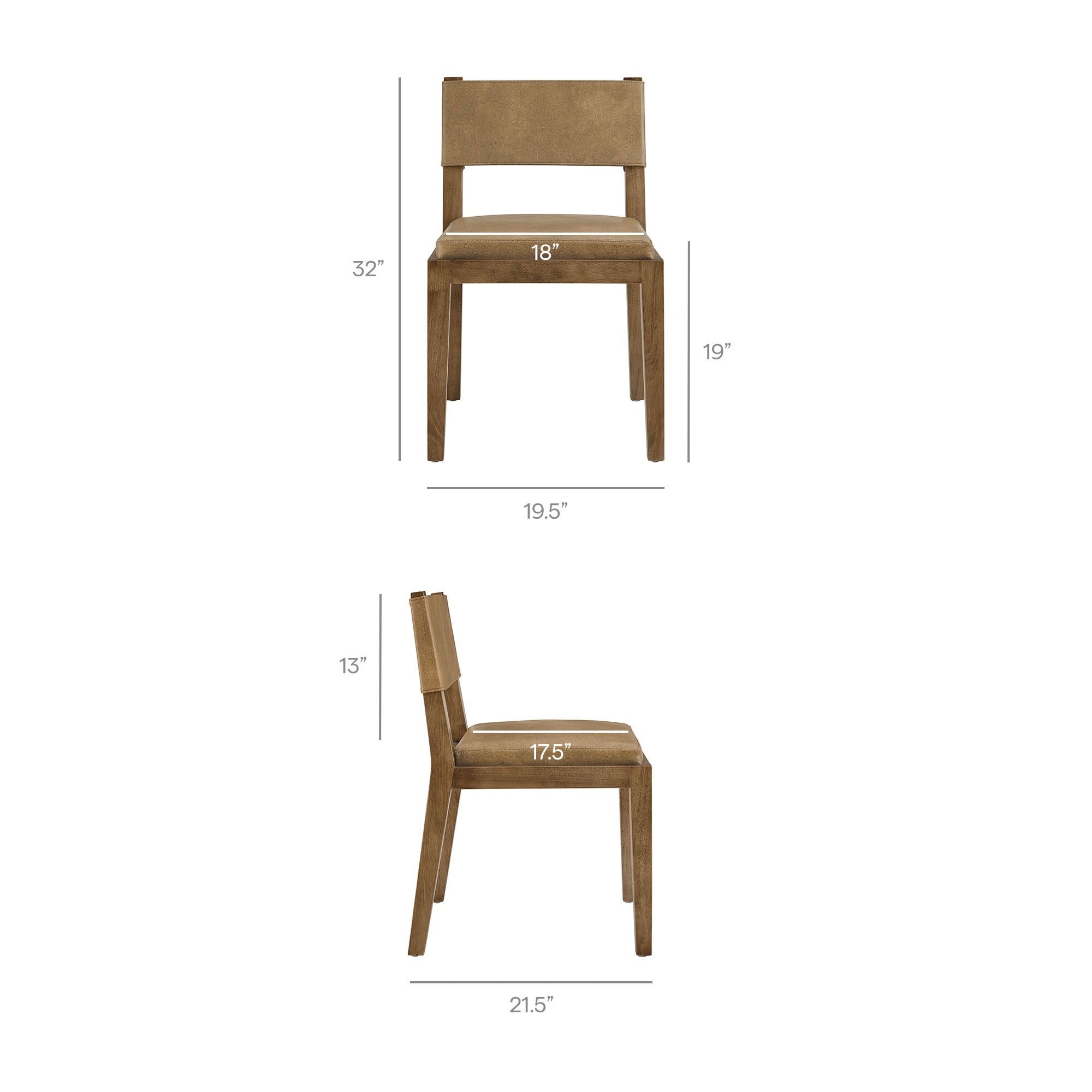 Calder Vegan Leather Dining Side Chair - Toast