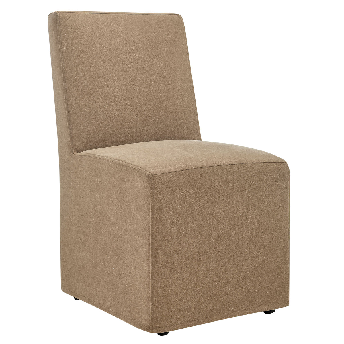 Tessera Upholstered Linen-Blend Slipcovered Dining Chair - Almond