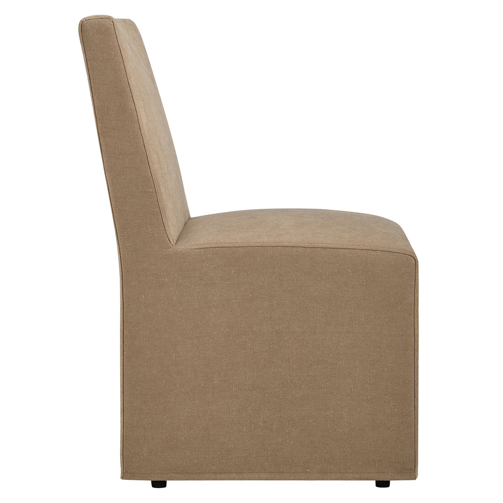 Tessera Upholstered Linen-Blend Slipcovered Dining Chair - Almond