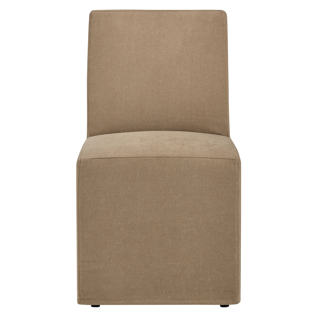 Tessera Upholstered Linen-Blend Slipcovered Dining Chair - Almond