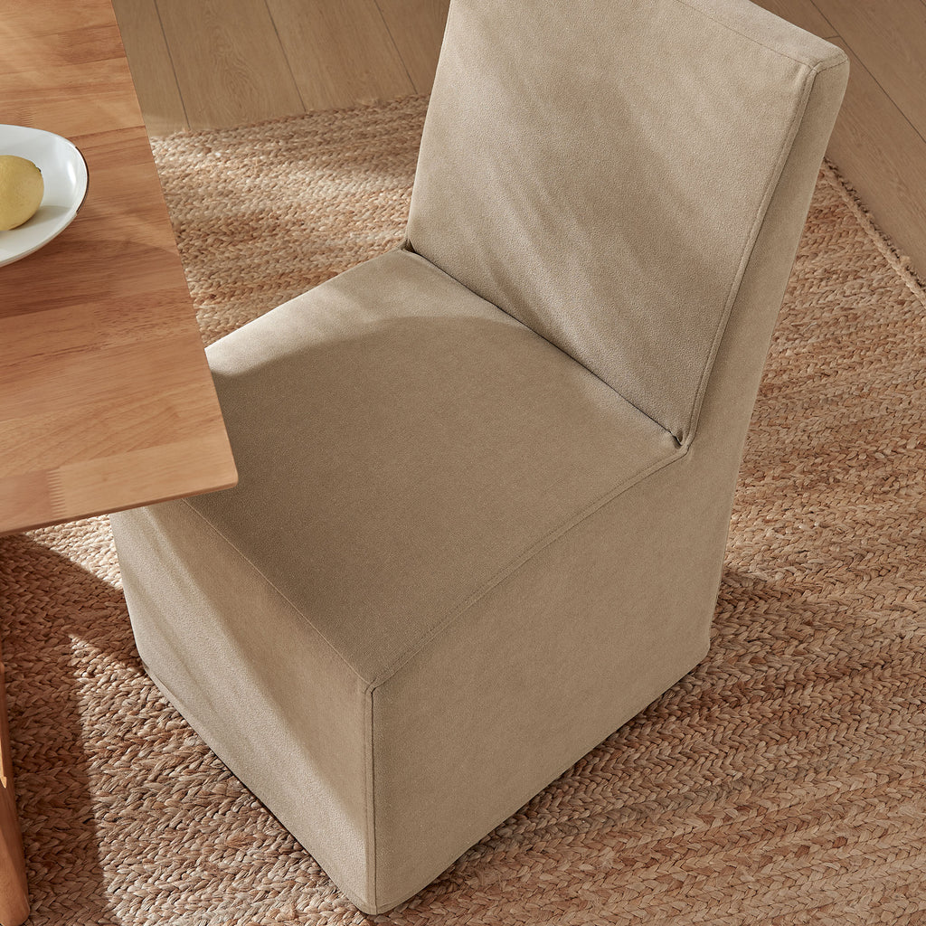 Tessera Upholstered Linen-Blend Slipcovered Dining Chair - Almond