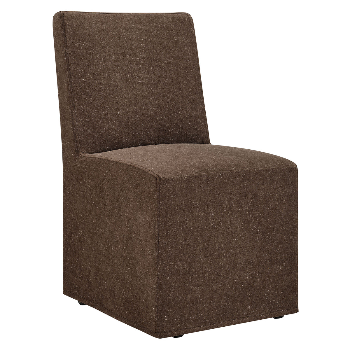 Tessera Upholstered Linen-Blend Slipcovered Dining Chair - Cocoa