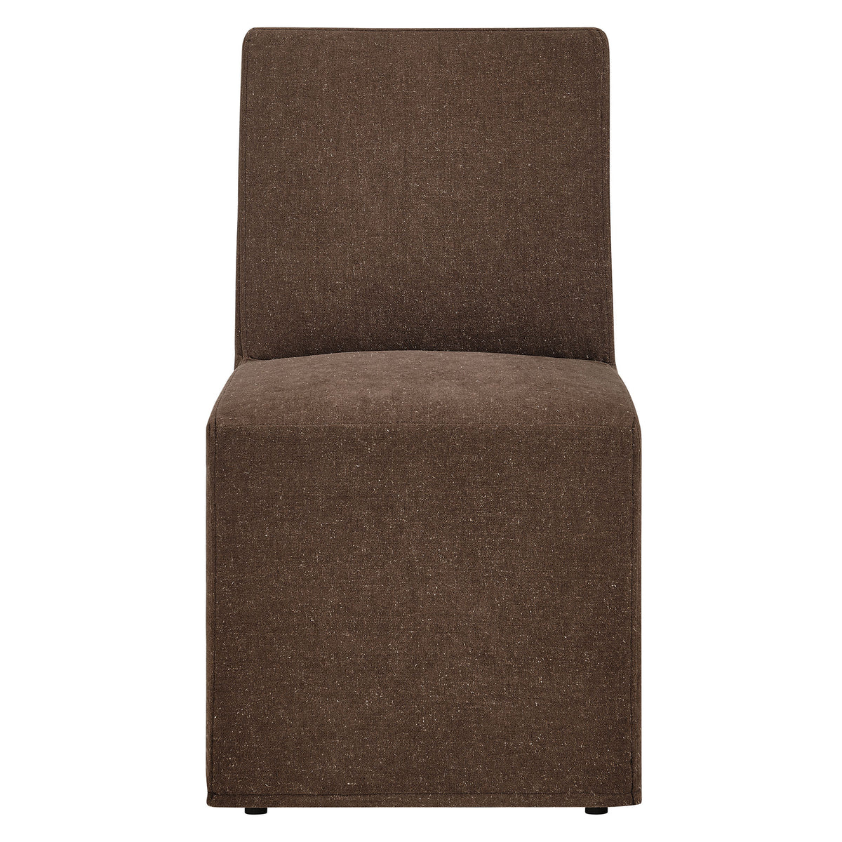 Tessera Upholstered Linen-Blend Slipcovered Dining Chair - Cocoa