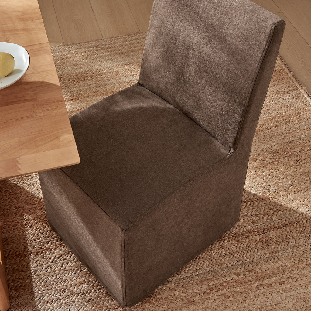 Tessera Upholstered Linen-Blend Slipcovered Dining Chair - Cocoa