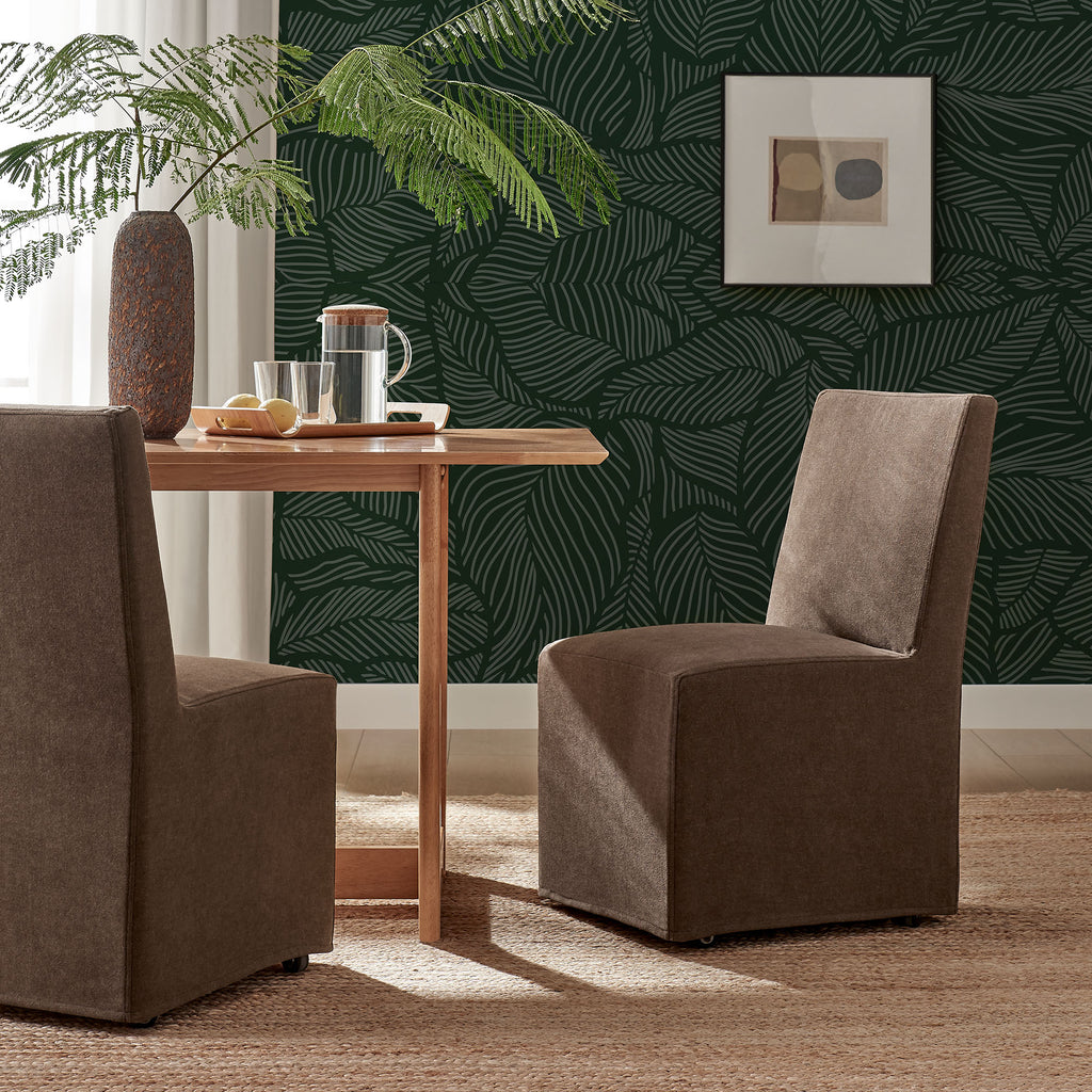 Tessera Upholstered Linen-Blend Slipcovered Dining Chair - Cocoa