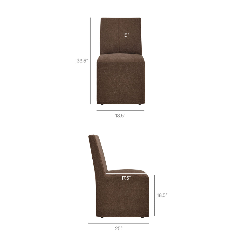 Tessera Upholstered Linen-Blend Slipcovered Dining Chair - Cocoa