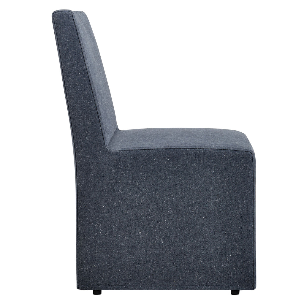 Tessera Upholstered Linen-Blend Slipcovered Dining Chair - Denim