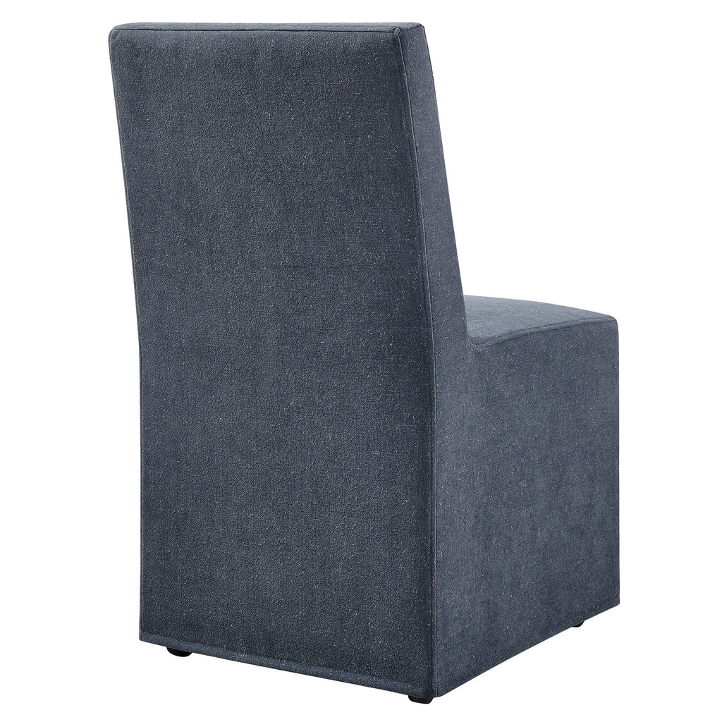 Tessera Upholstered Linen-Blend Slipcovered Dining Chair - Denim