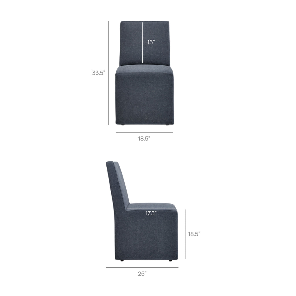 Tessera Upholstered Linen-Blend Slipcovered Dining Chair - Denim