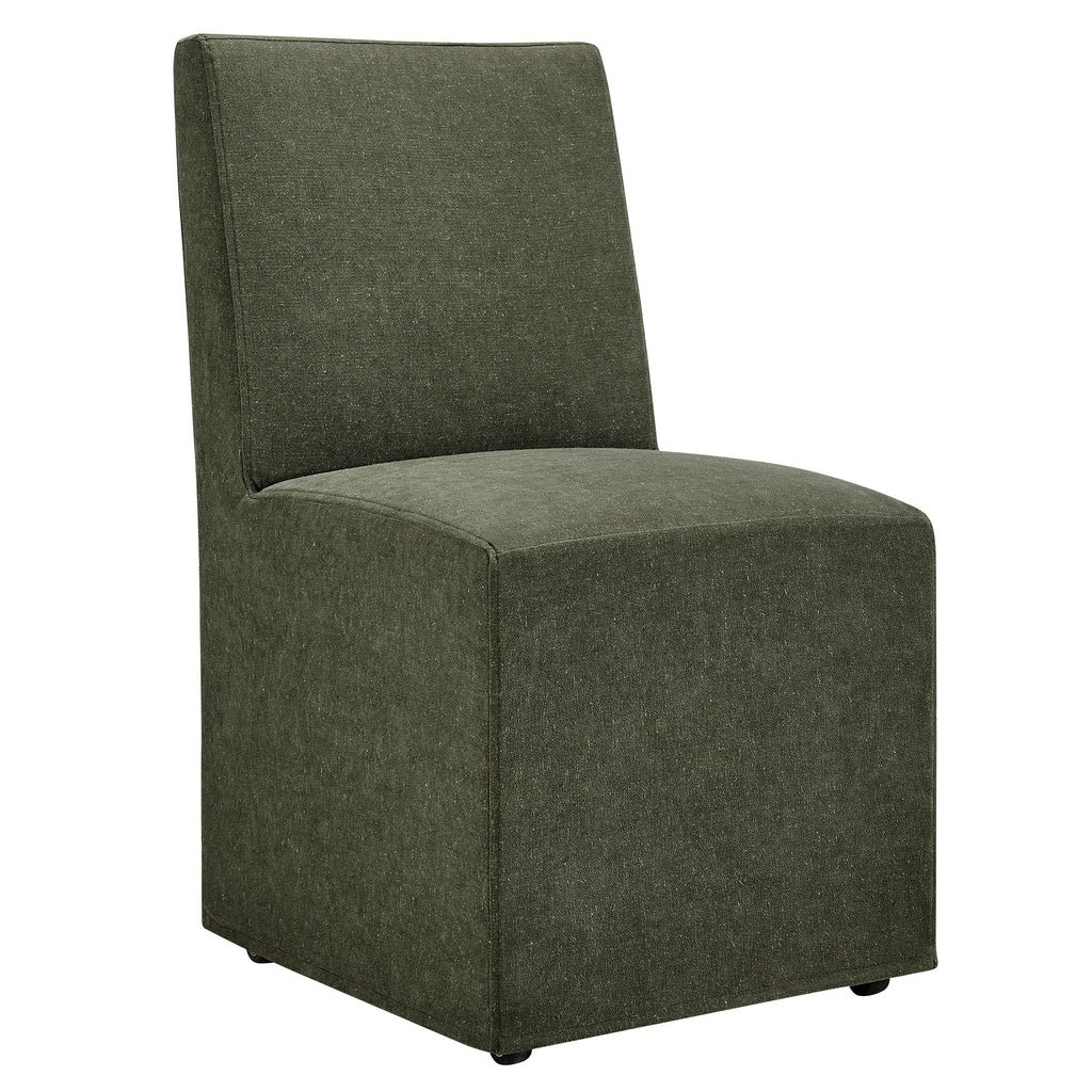 Tessera Upholstered Linen-Blend Slipcovered Dining Chair - Sage