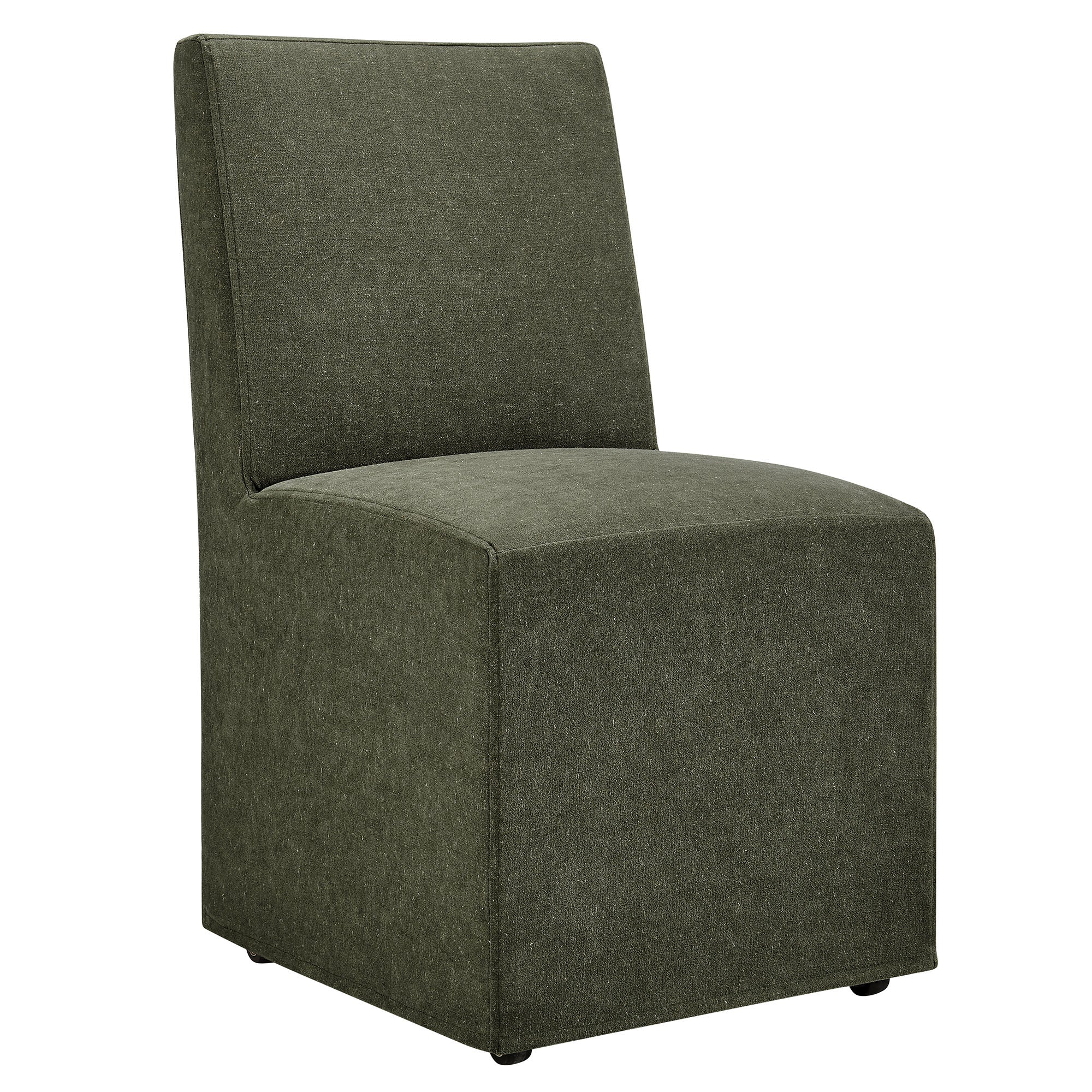 Tessera Upholstered Linen-Blend Slipcovered Dining Chair - Sage