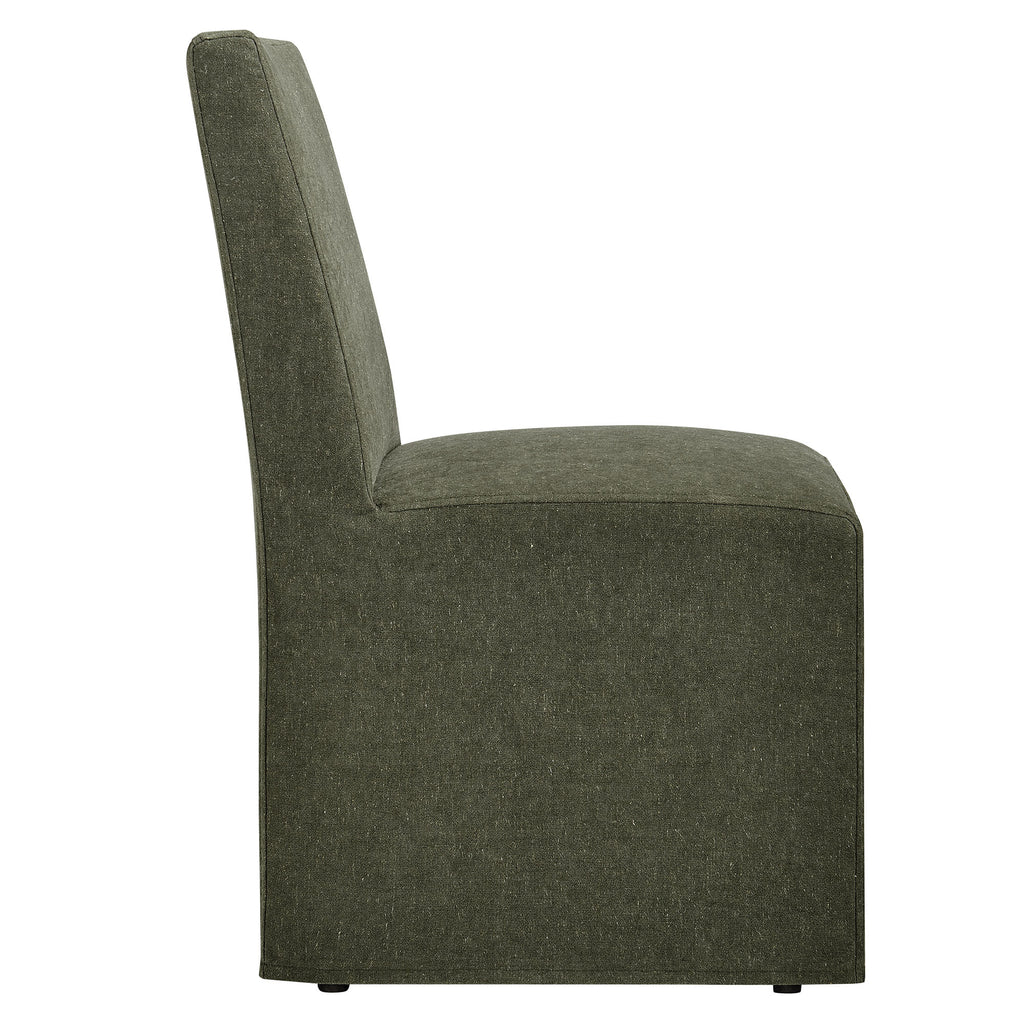 Tessera Upholstered Linen-Blend Slipcovered Dining Chair - Sage
