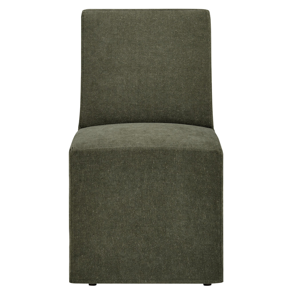Tessera Upholstered Linen-Blend Slipcovered Dining Chair - Sage