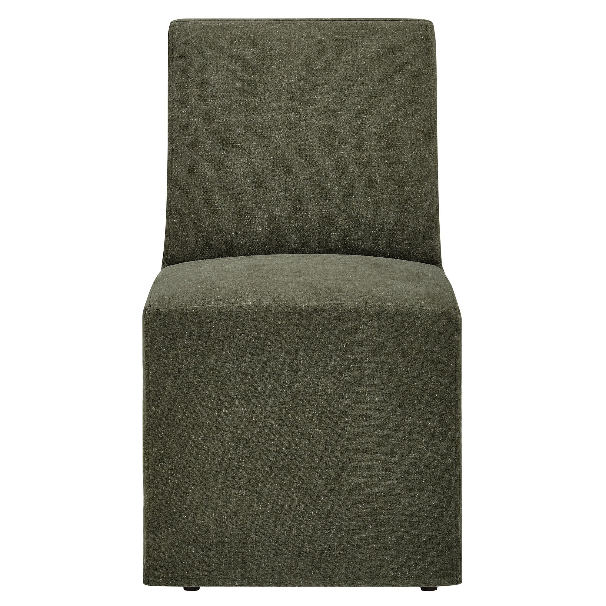 Tessera Upholstered Linen-Blend Slipcovered Dining Chair - Sage