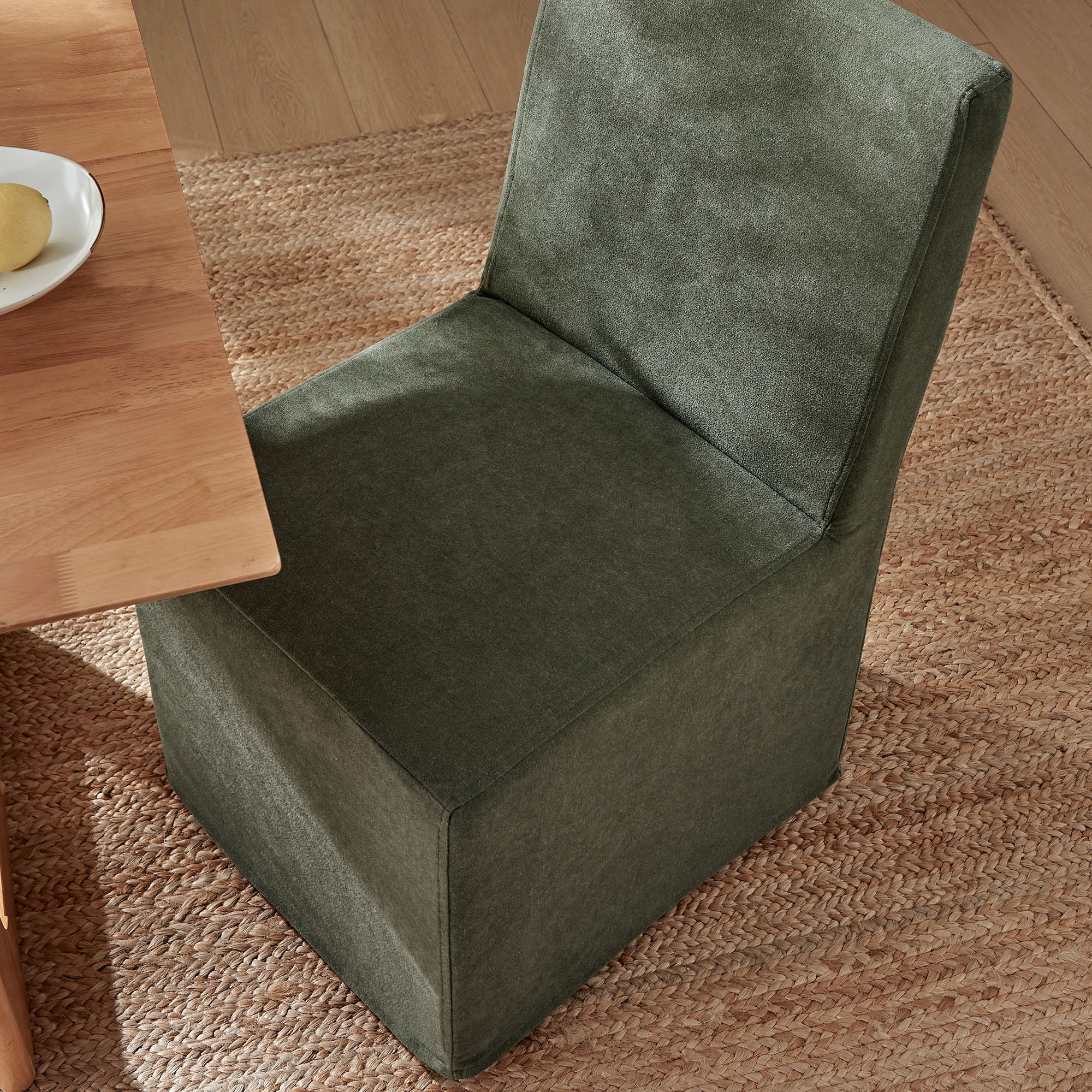 Tessera Upholstered Linen-Blend Slipcovered Dining Chair - Sage