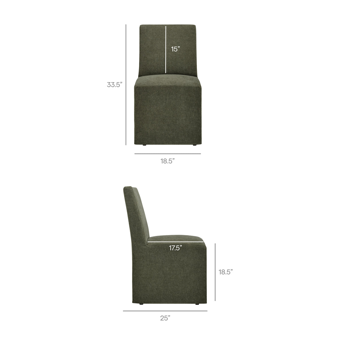 Tessera Upholstered Linen-Blend Slipcovered Dining Chair - Sage