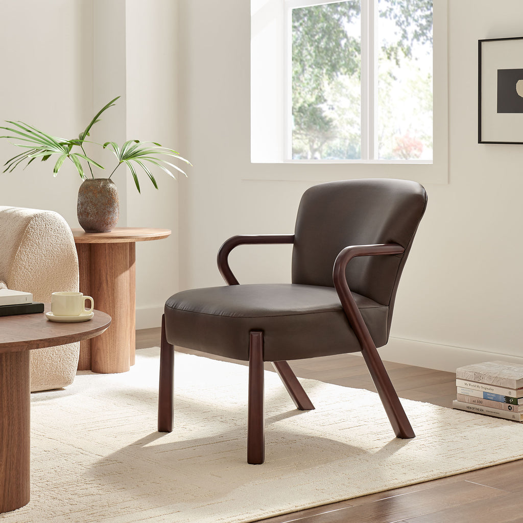 Arden Faux Leather Upholstered Accent Armchair - Espresso
