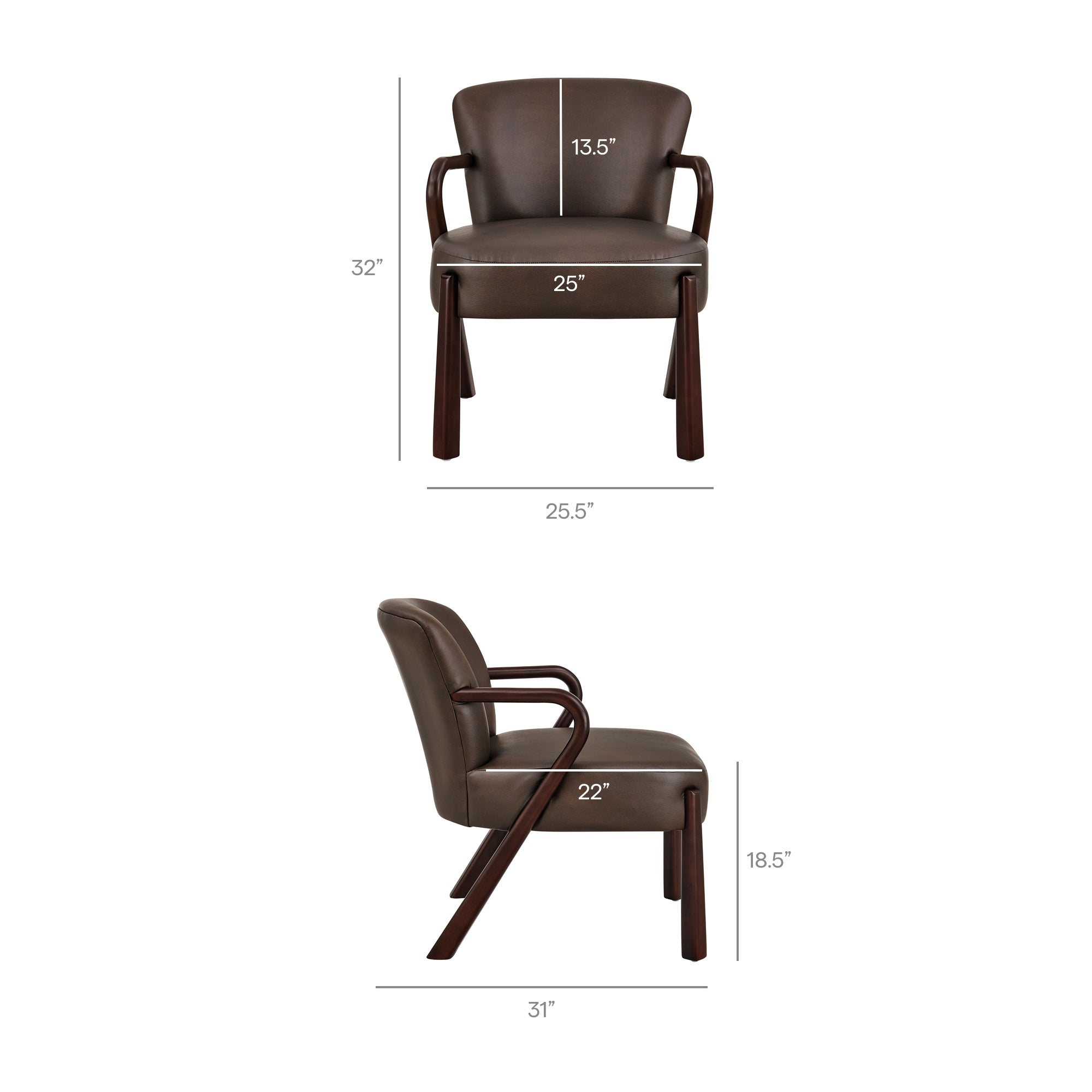 Arden Faux Leather Upholstered Accent Armchair - Espresso