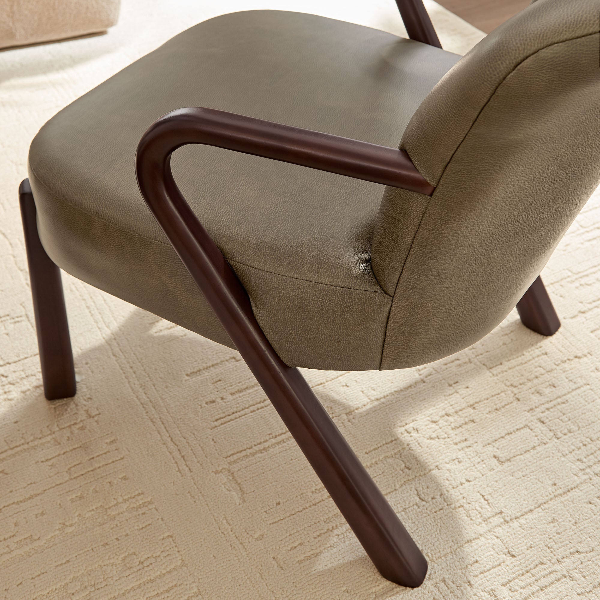 Arden Faux Leather Upholstered Accent Armchair - Mushroom