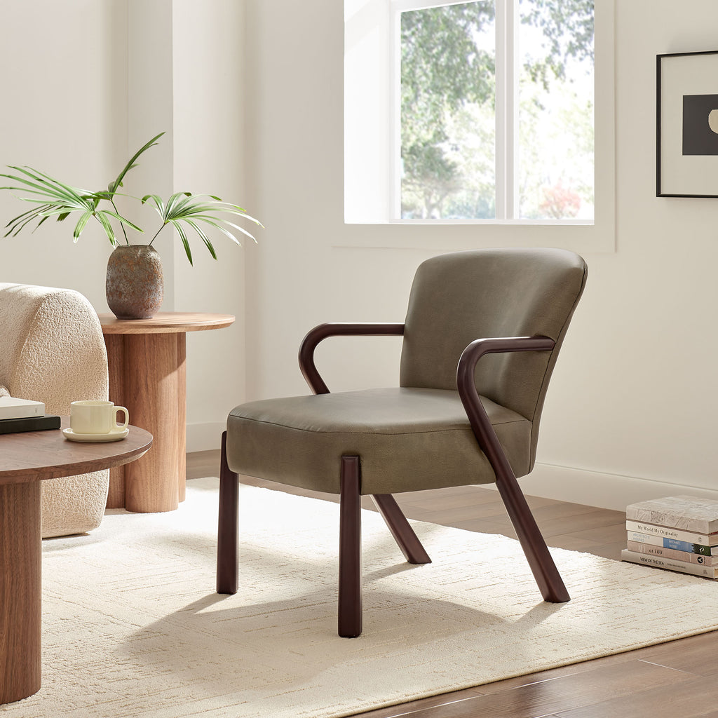 Arden Faux Leather Upholstered Accent Armchair - Mushroom