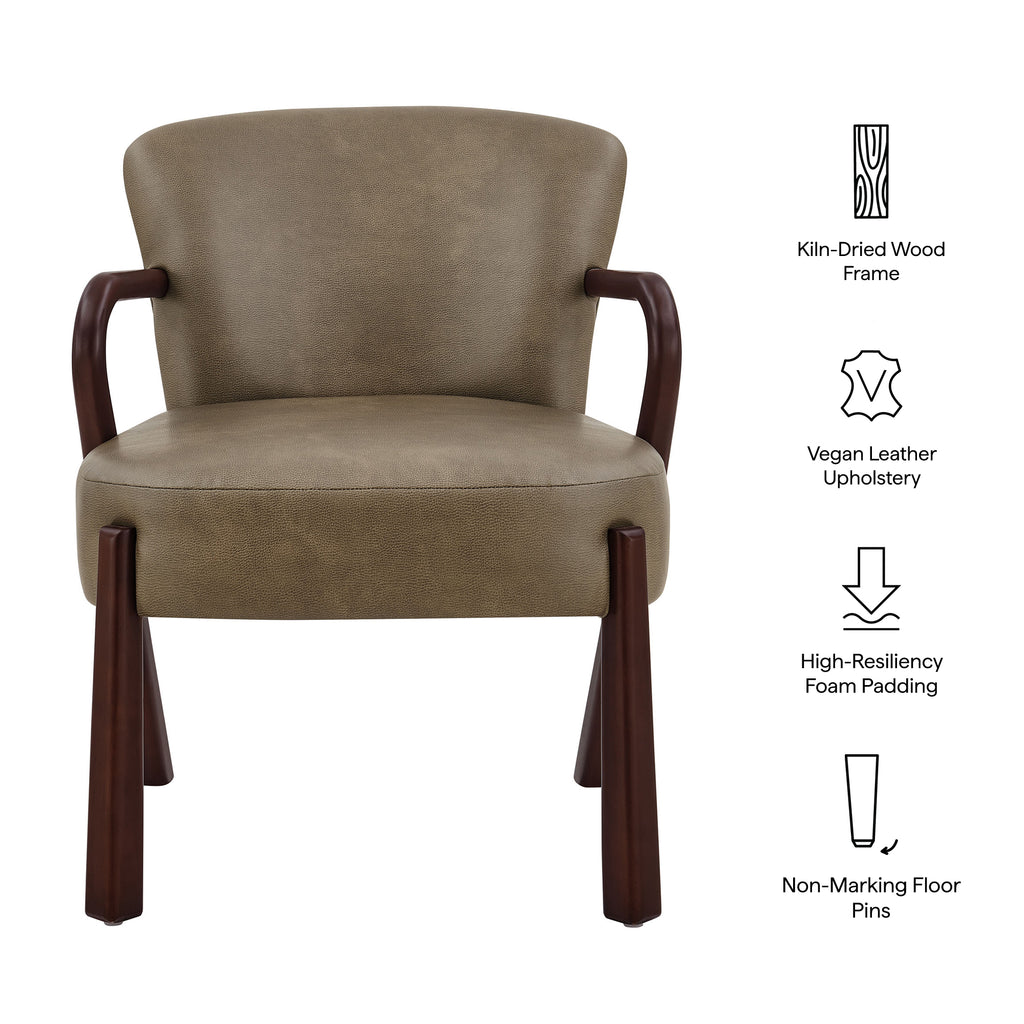 Arden Faux Leather Upholstered Accent Armchair - Mushroom