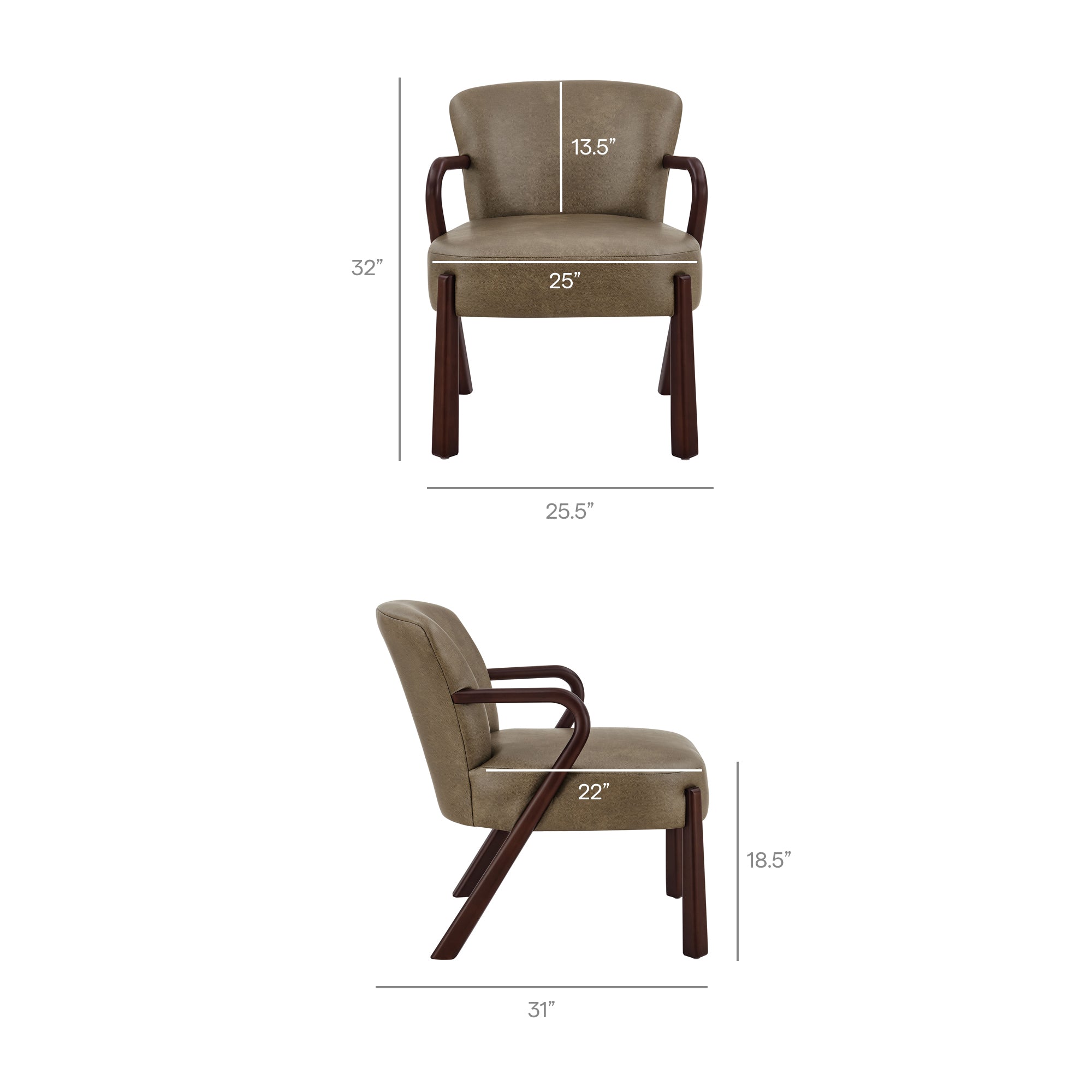 Arden Faux Leather Upholstered Accent Armchair - Mushroom