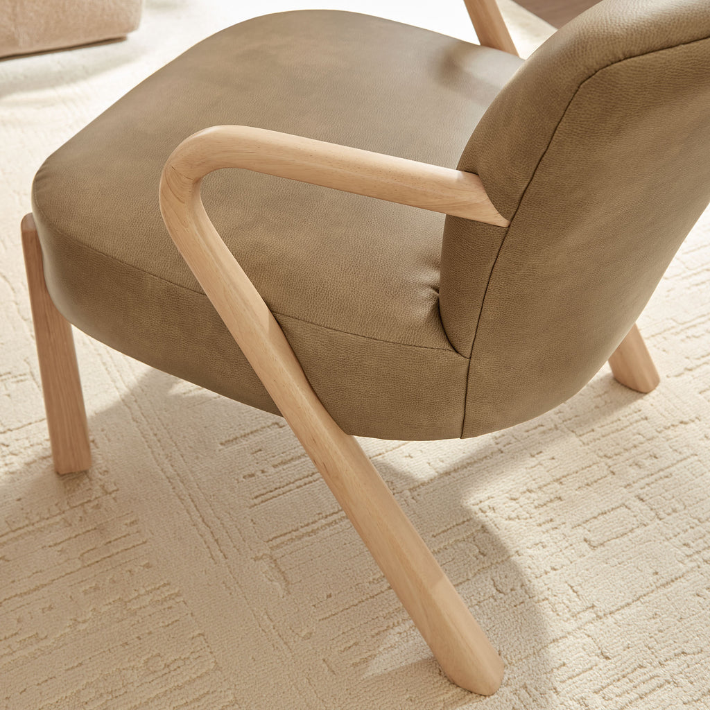 Arden Faux Leather Upholstered Accent Armchair - Toast