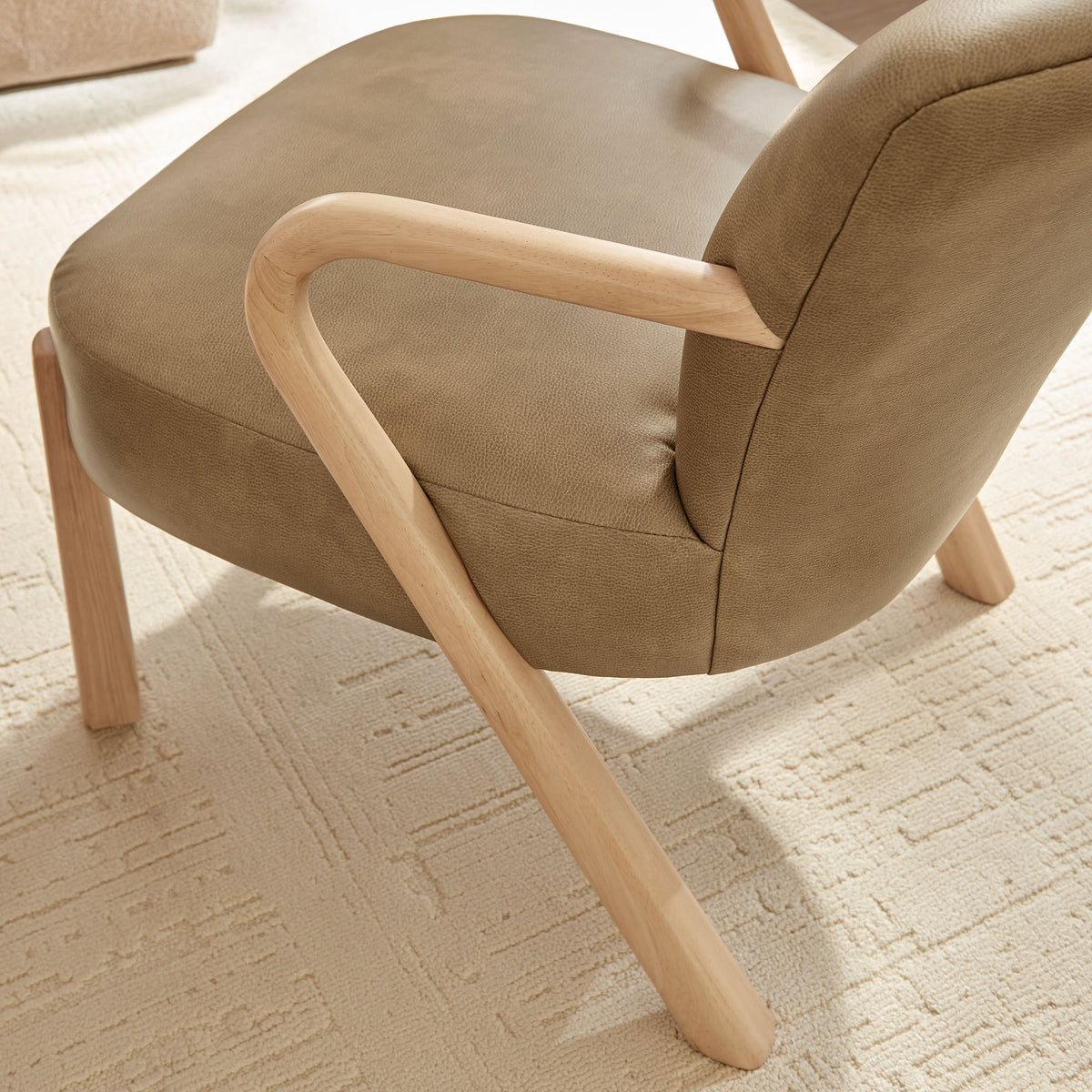 Arden Faux Leather Upholstered Accent Armchair - Toast