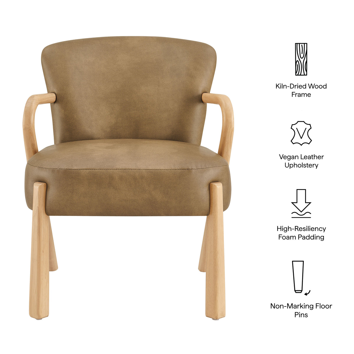 Arden Faux Leather Upholstered Accent Armchair - Toast