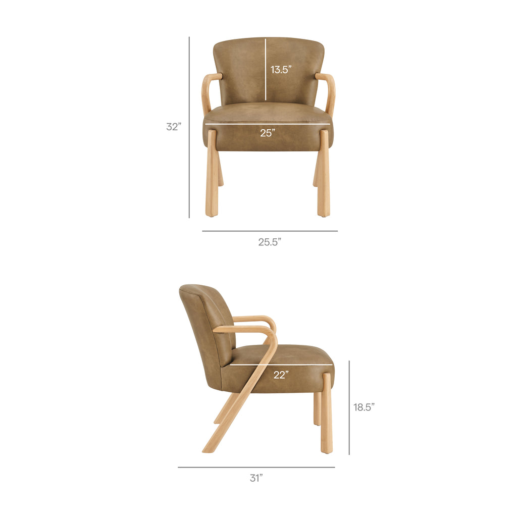 Arden Faux Leather Upholstered Accent Armchair - Toast