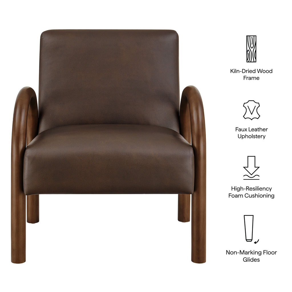 Lunet Faux Leather Upholstered Accent Chair - Espresso