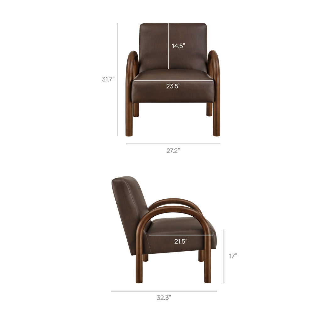 Lunet Faux Leather Upholstered Accent Chair - Espresso