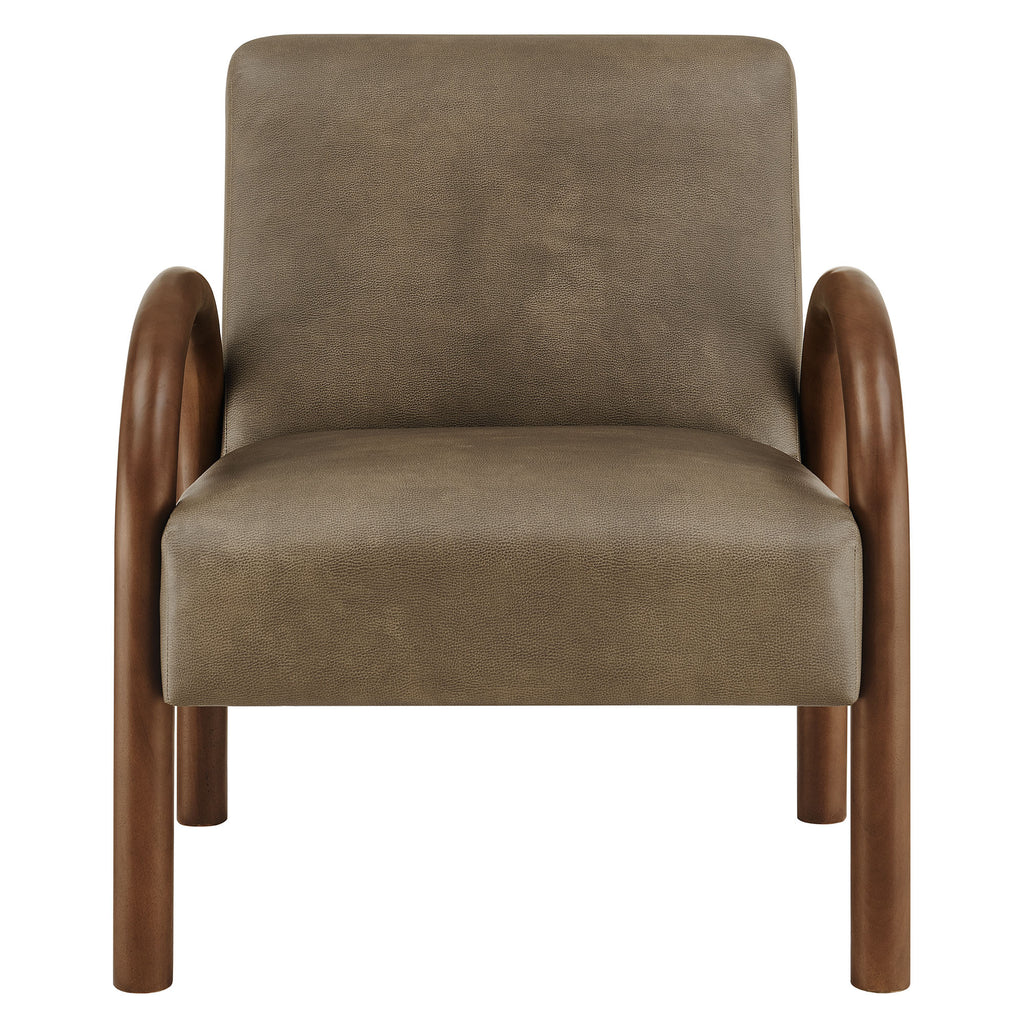 Lunet Faux Leather Upholstered Accent Chair - Mushroom