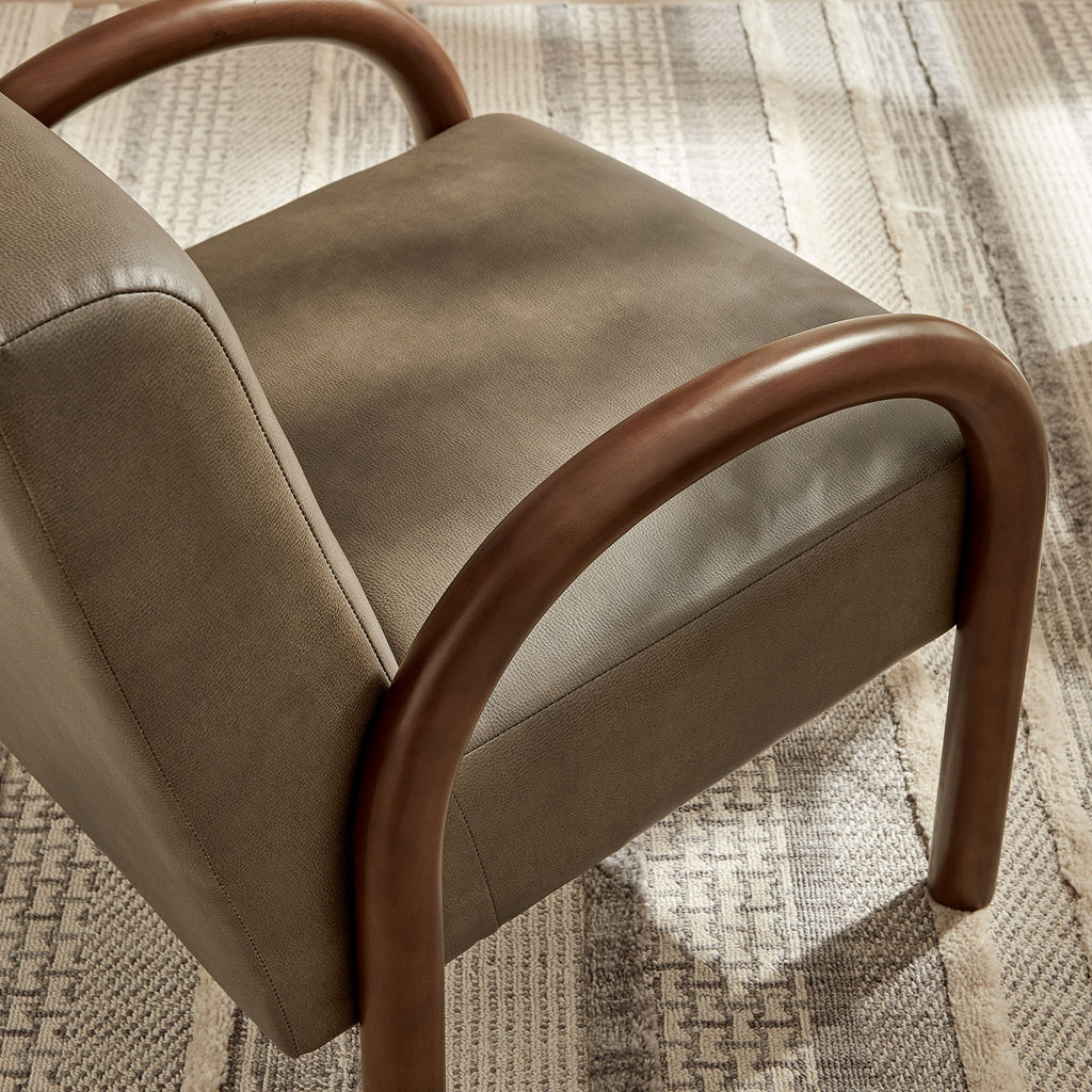 Lunet Faux Leather Upholstered Accent Chair - Mushroom