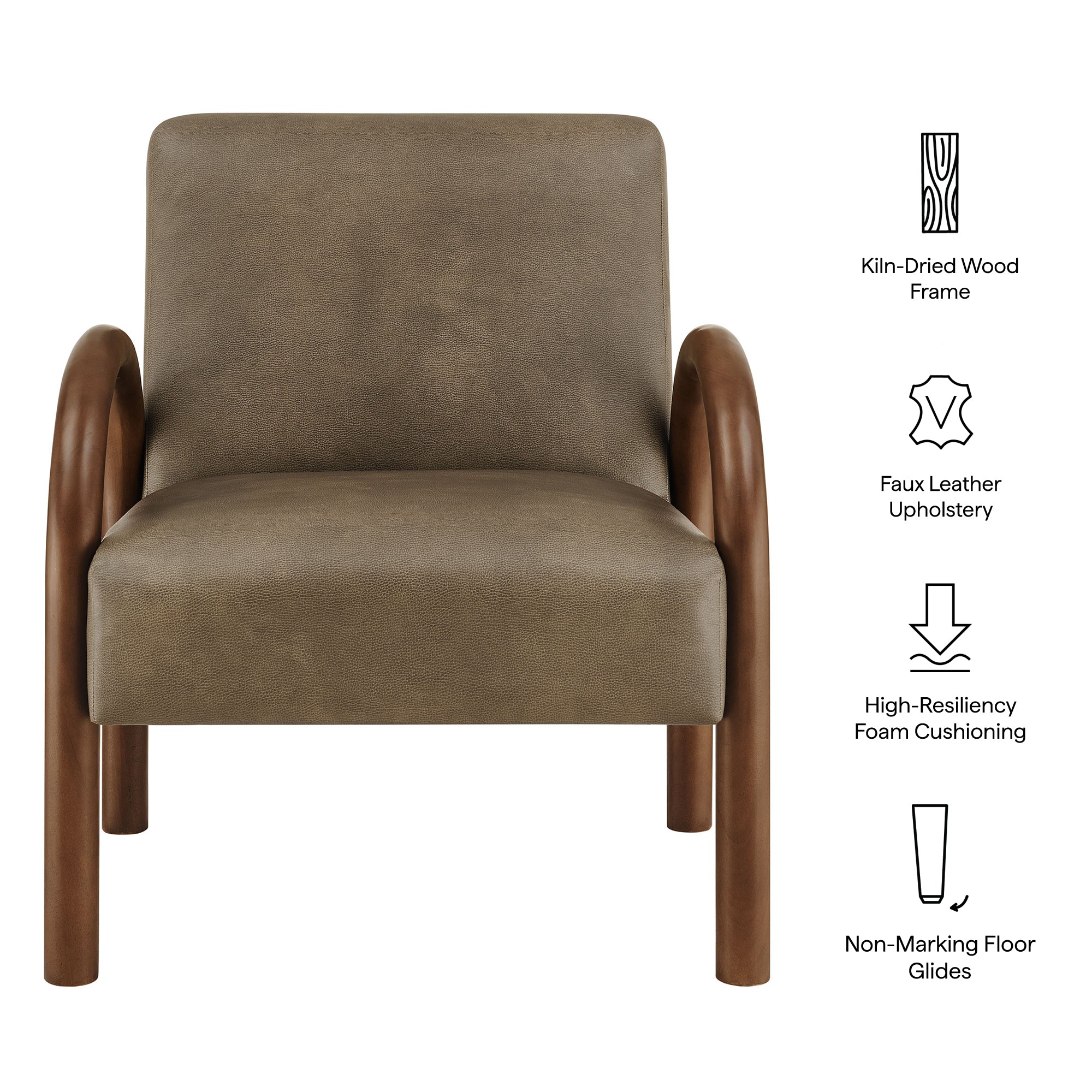 Lunet Faux Leather Upholstered Accent Chair - Mushroom