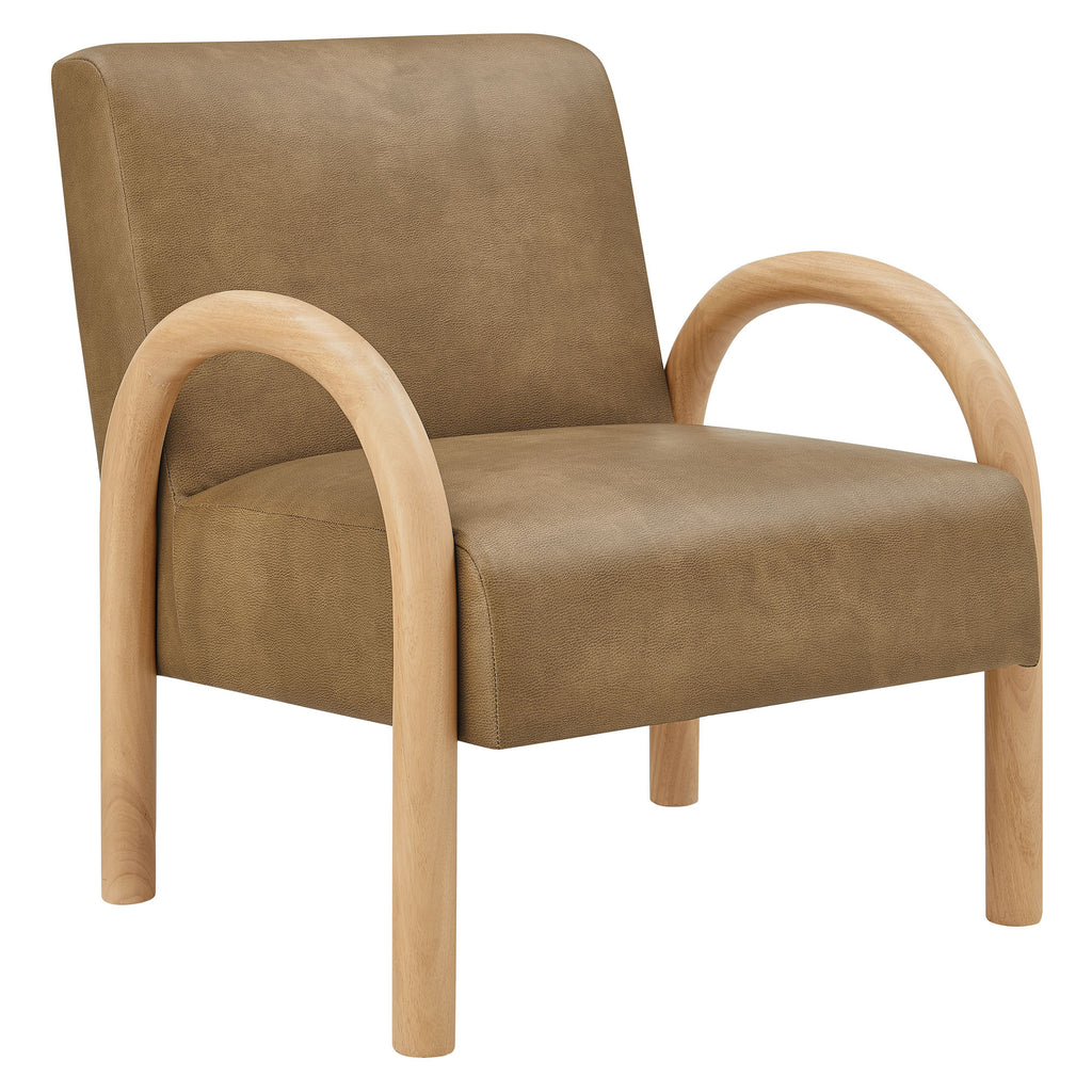 Lunet Faux Leather Upholstered Accent Chair - Toast