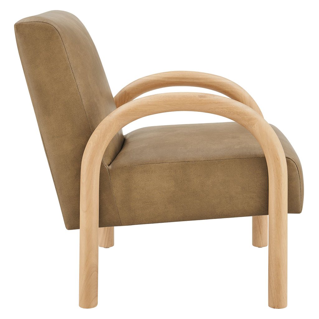 Lunet Faux Leather Upholstered Accent Chair - Toast
