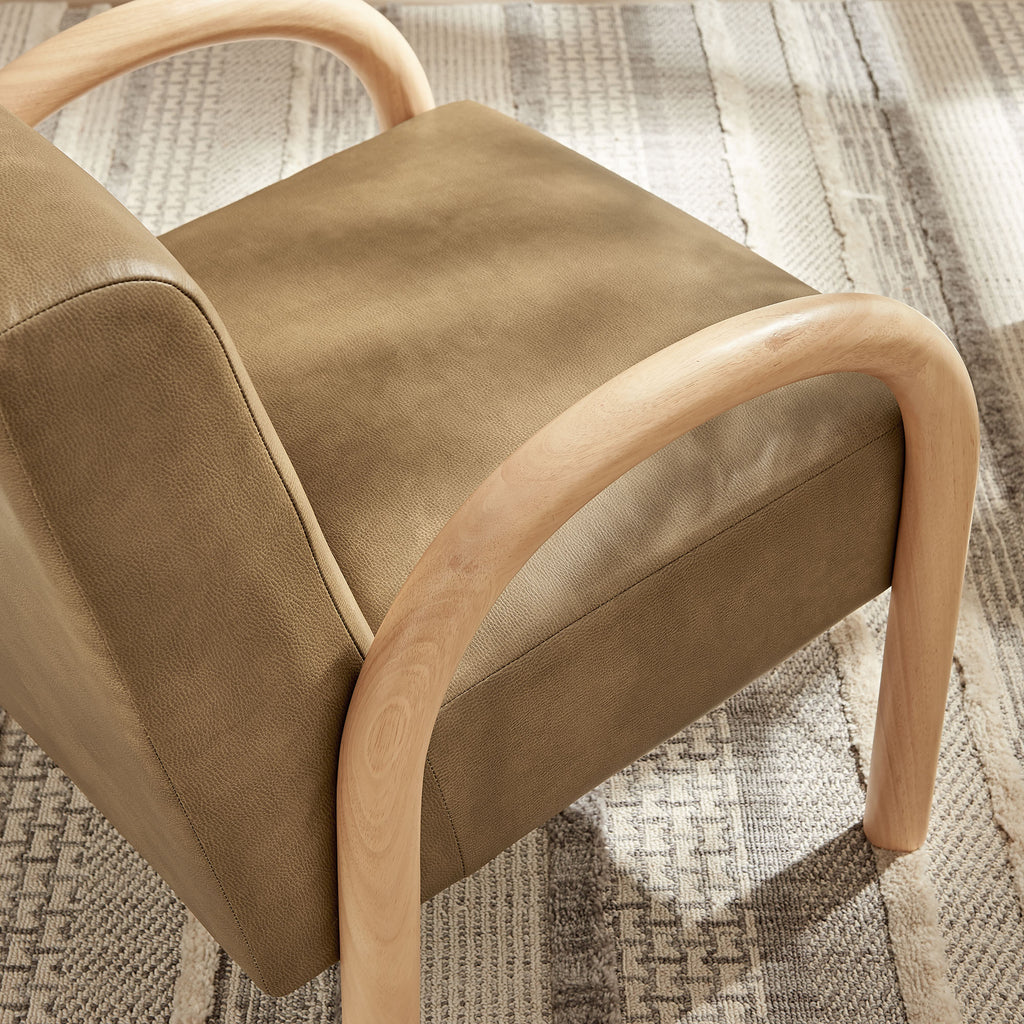 Lunet Faux Leather Upholstered Accent Chair - Toast