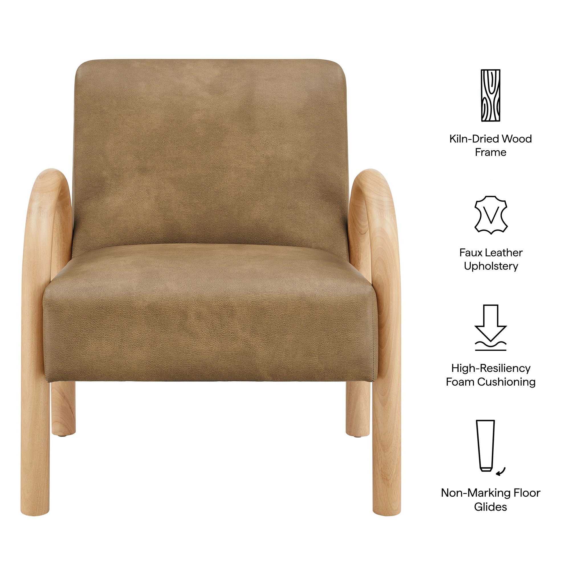 Lunet Faux Leather Upholstered Accent Chair - Toast