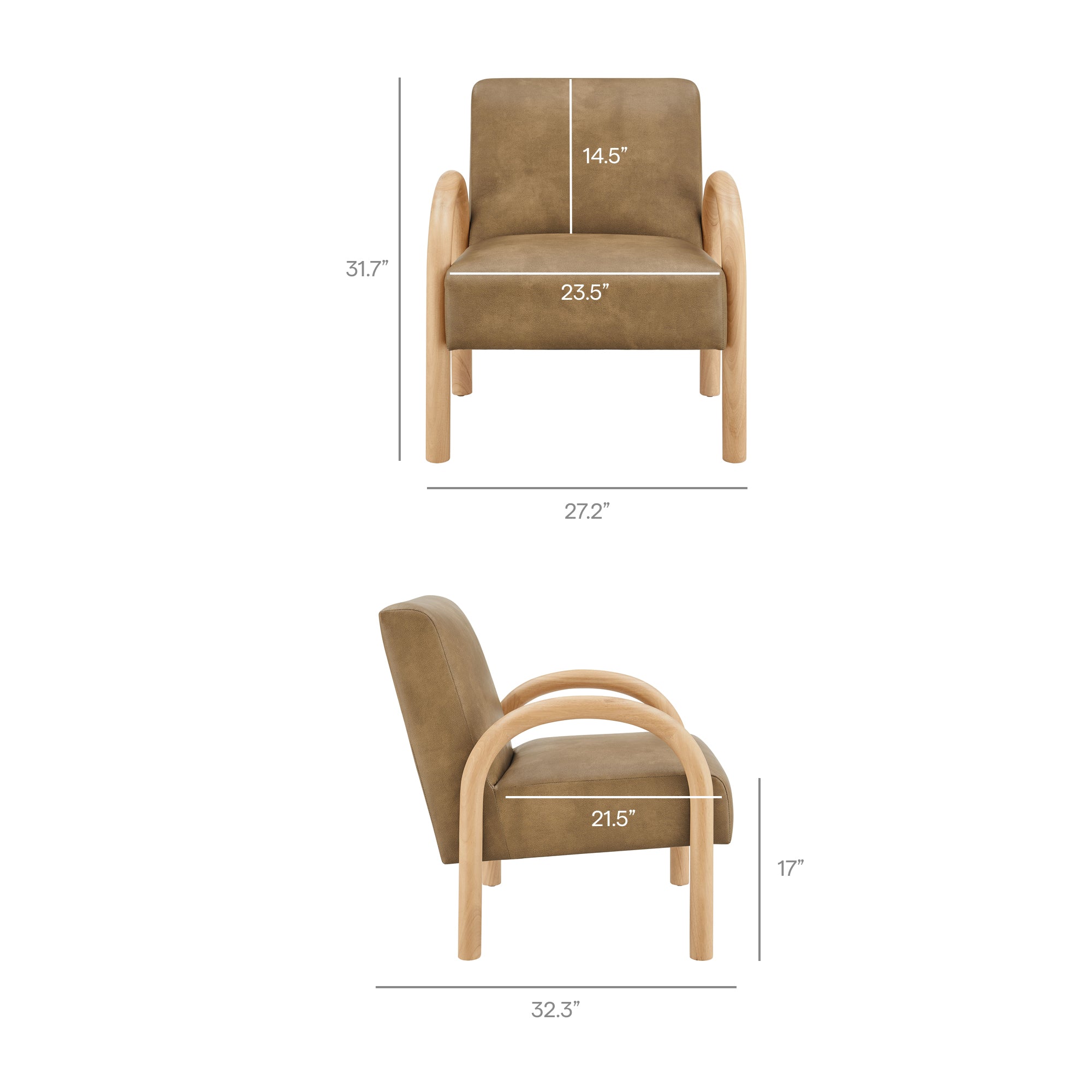 Lunet Faux Leather Upholstered Accent Chair - Toast