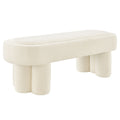 Mossi 52-Inch Oval Boucle Fabric Bench - Cream