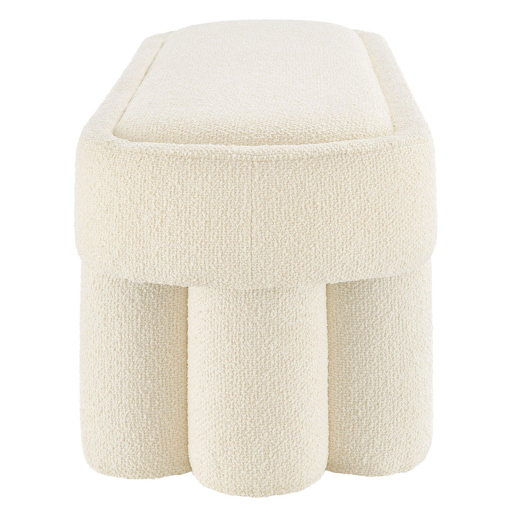 Mossi 52-Inch Oval Boucle Fabric Bench - Cream