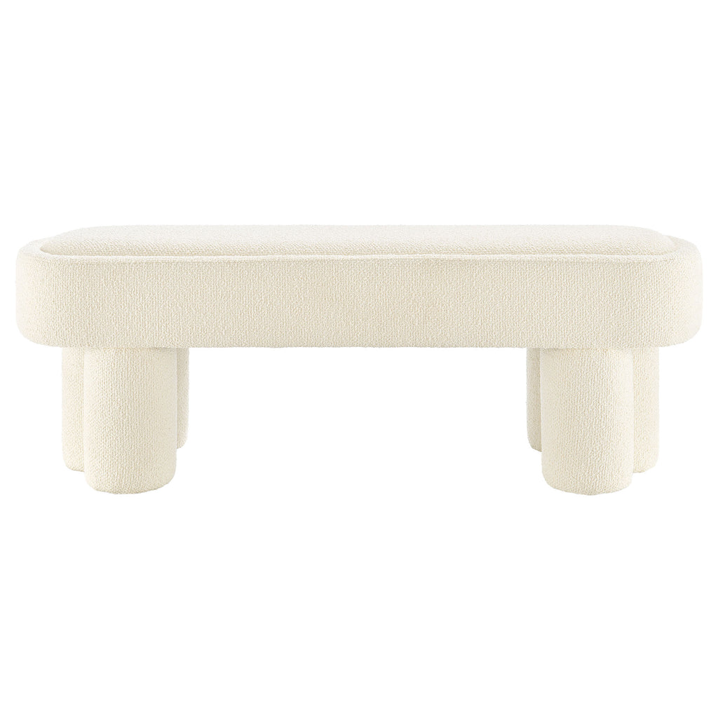 Mossi 52-Inch Oval Boucle Fabric Bench - Cream