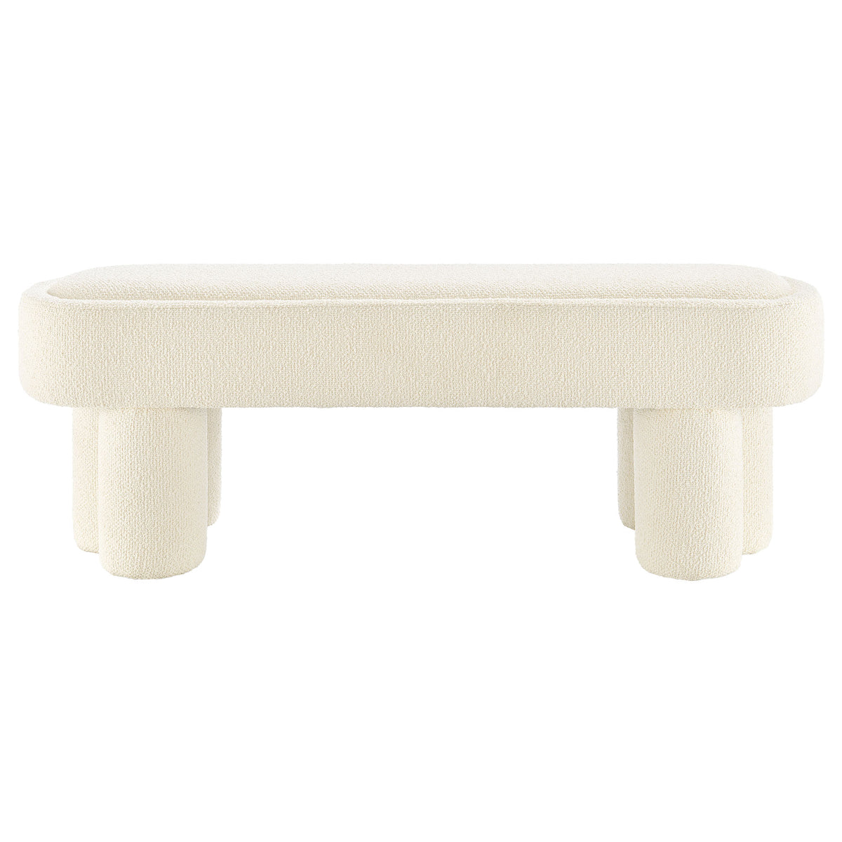 Mossi 52-Inch Oval Boucle Fabric Bench - Cream