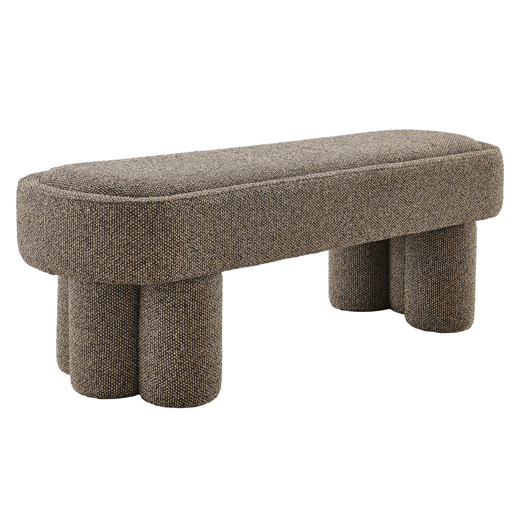 Mossi 52-Inch Oval Boucle Fabric Bench - Earth