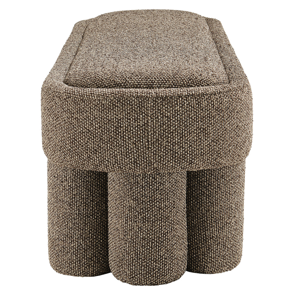 Mossi 52-Inch Oval Boucle Fabric Bench - Earth