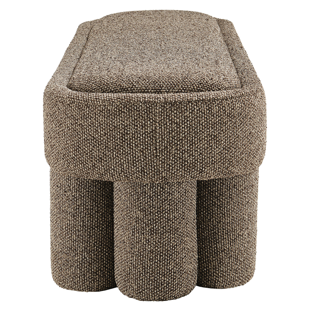 Mossi 52-Inch Oval Boucle Fabric Bench - Earth